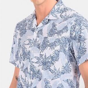 Youth Tropical Print Short-Sleeve button up Shirt